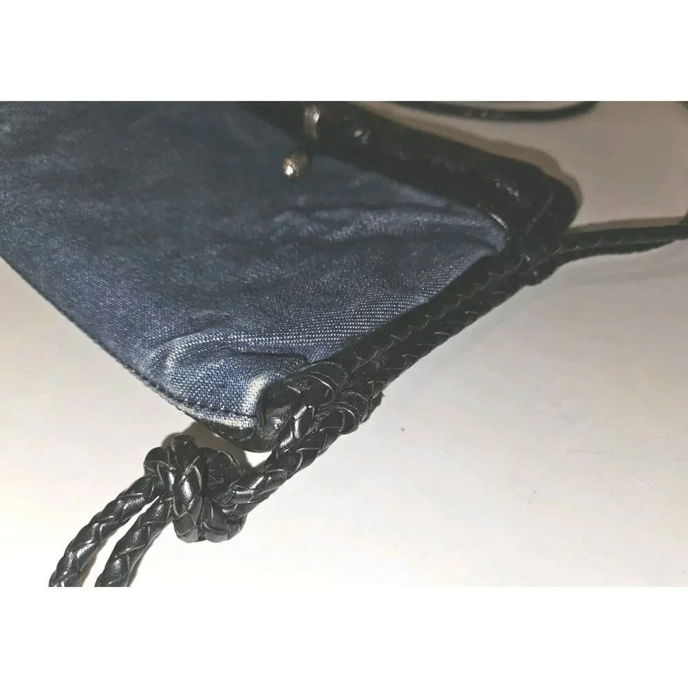 Brighton Denim and Leather Crossbody Bag Purse 8x7